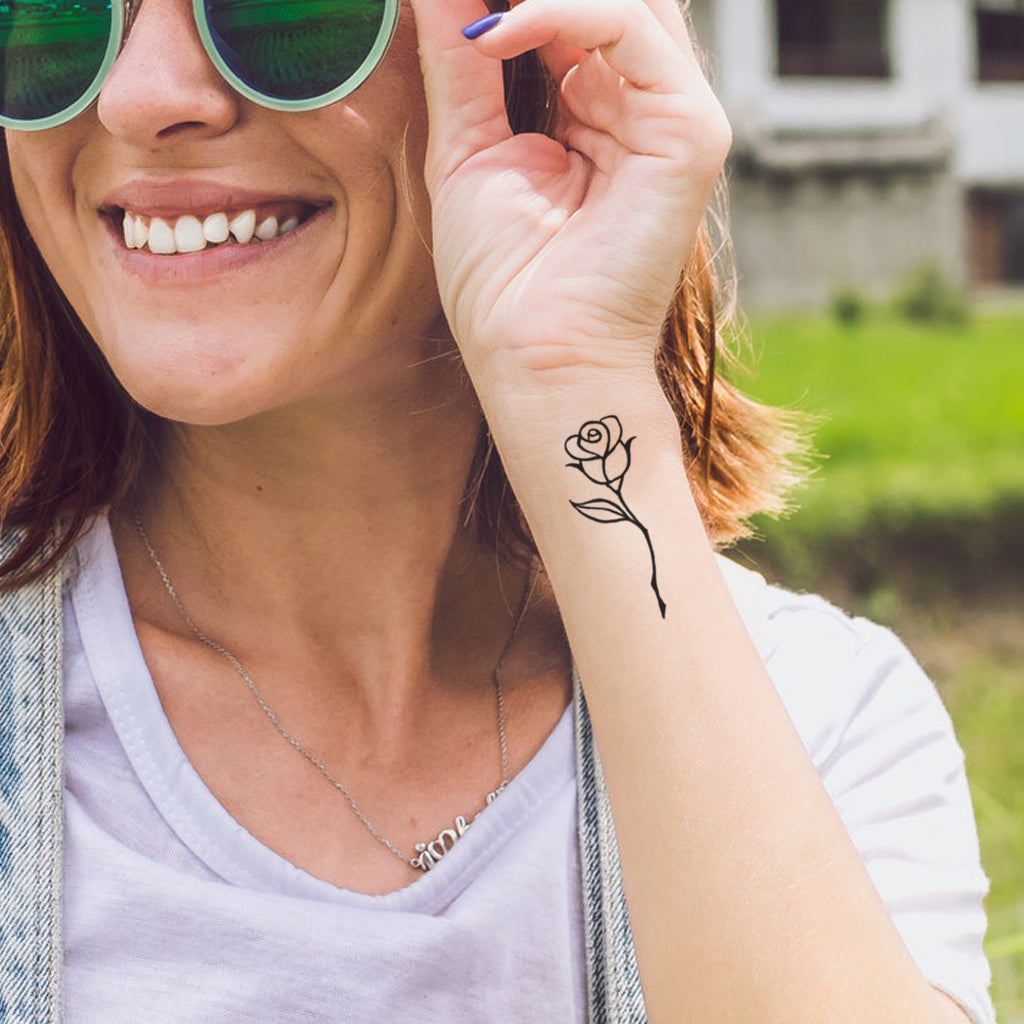 Minimalist Rose Tattoo (Set of 2)