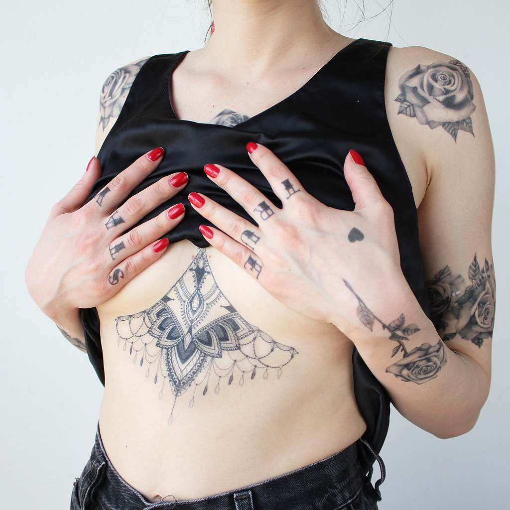 underboob temporary tattoo side view