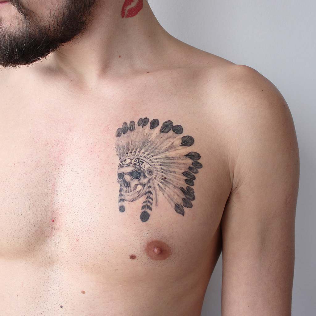 skull headdress temporary tattoo