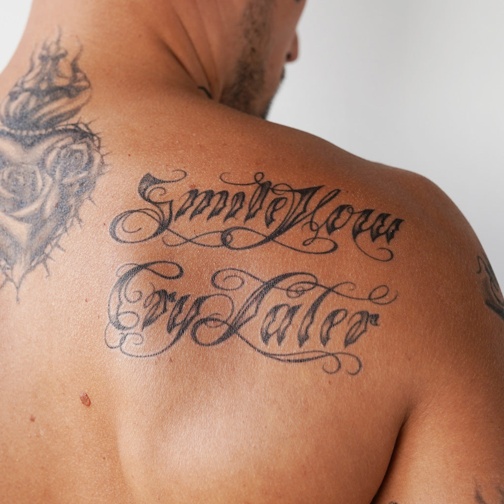 smile now cry later temporary tattoo