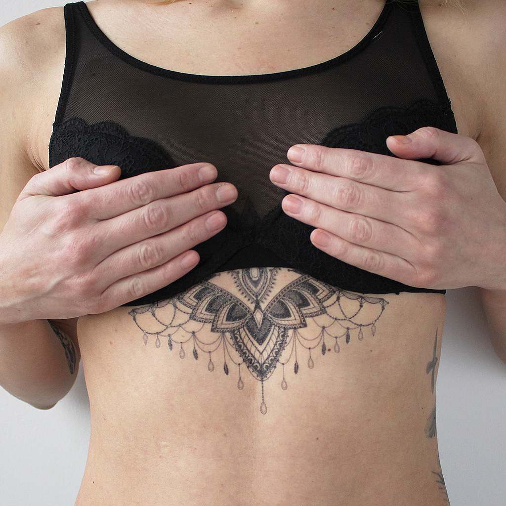 geometric underboob temporary tattoo
