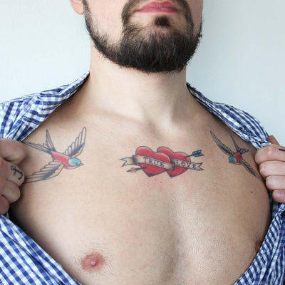 two hearts temporary tattoo