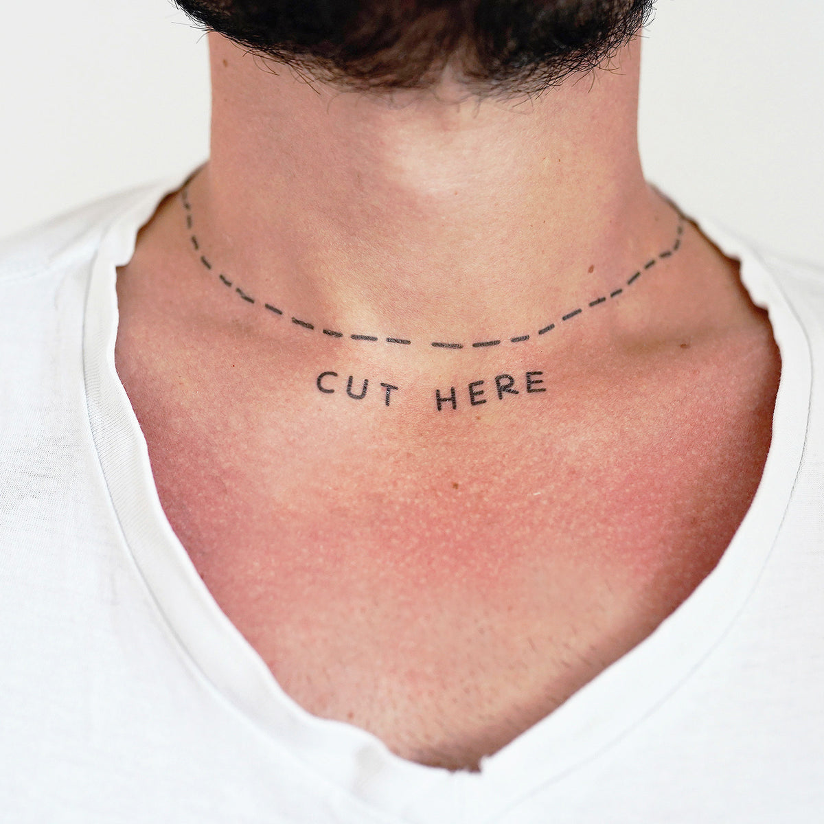 Cut Here Neck Temporary Tattoo (Set of 2) TattooIcon