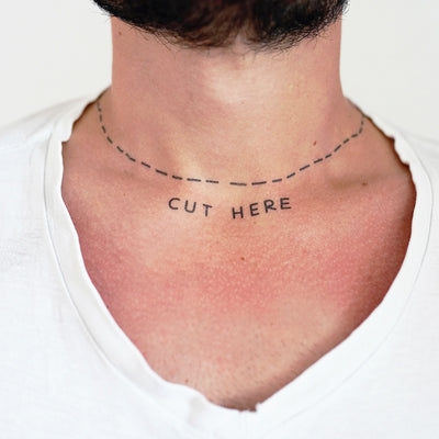 Cut Here Neck Temporary Tattoo (Set of 2)