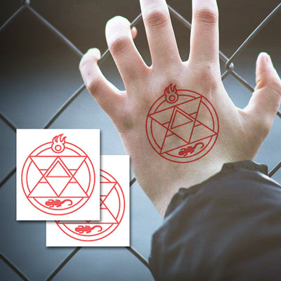 Roy Mustang Red Flame Tattoo (Set of 2)