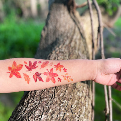 autumn leaves temporary tattoo watercolor