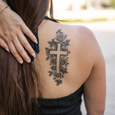 Cross & Roses Tattoo