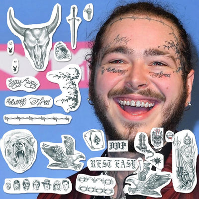 post malone temporary tattoos pack, post malone halloween tattoos
