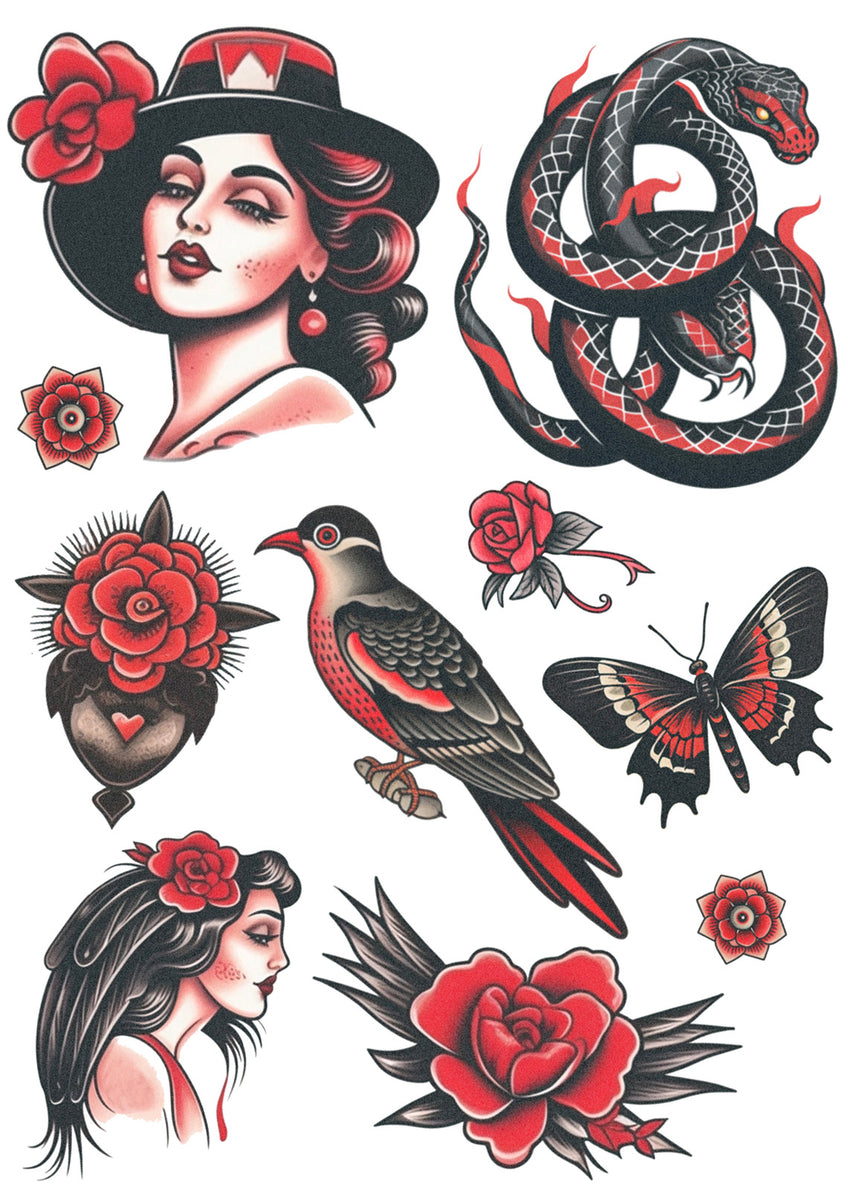 Neo Traditional Red & Black Set – TattooIcon