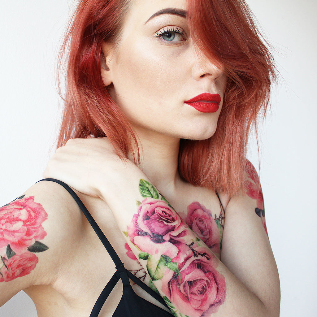 large watercolor rose tattoo