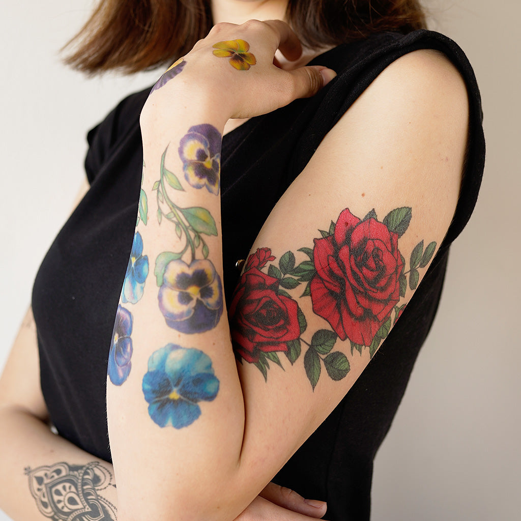 vintage red roses tattoo