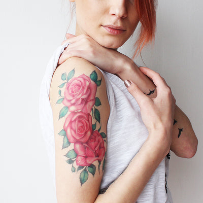 Large Colorful Roses Tattoo