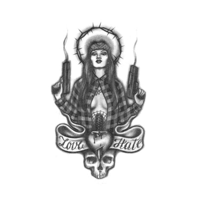 chola with guns tattoo