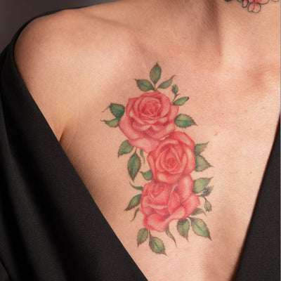 Vintage Pink Roses Tattoo