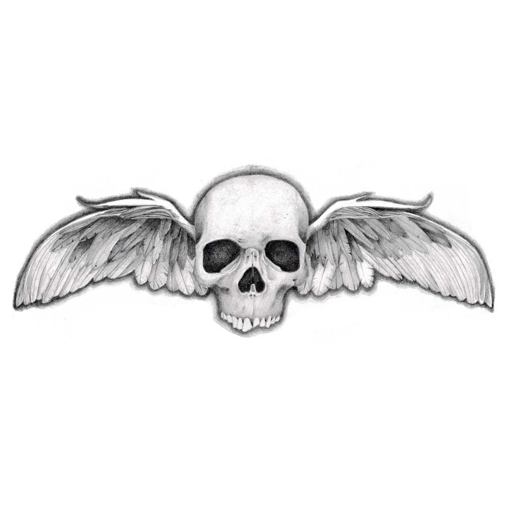 skull with wings temporary tattoo