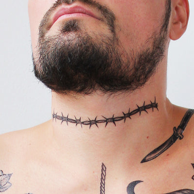 neck barbwire tattoo