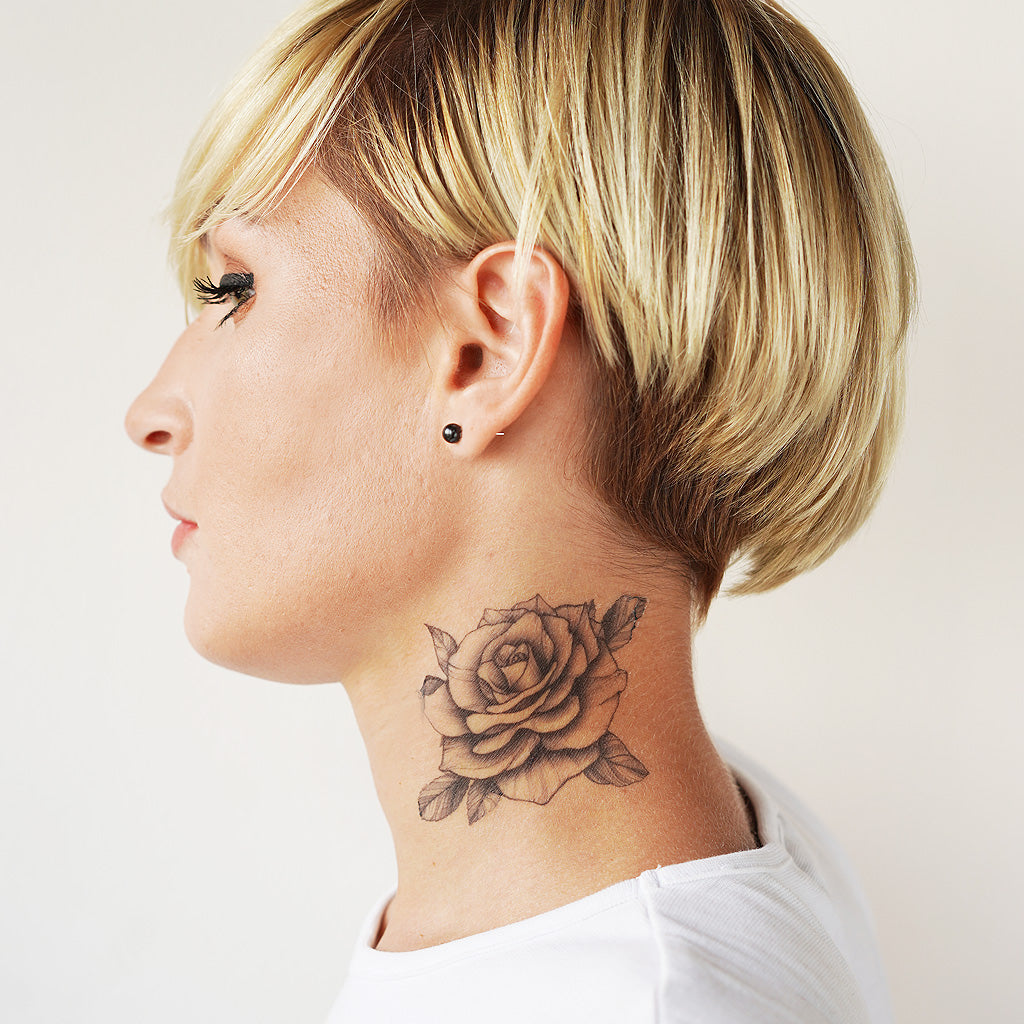 rose neck tattoo