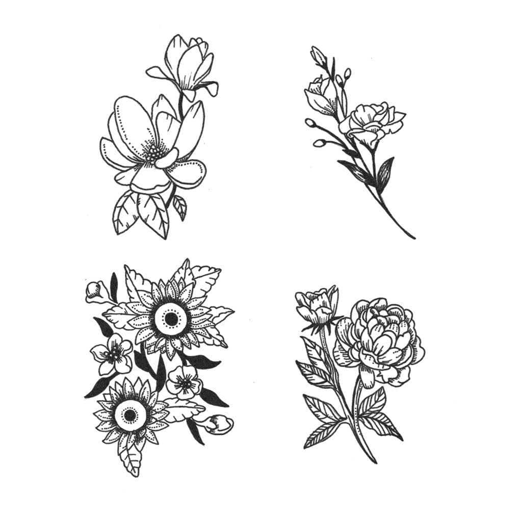 Spring Flower Tattoo (Set of 4)