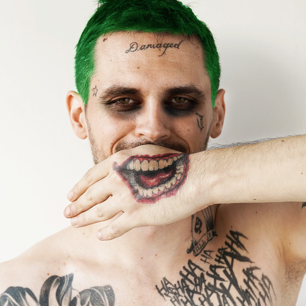 The Joker Temporary Tattoo - Evil Grin Face Suicide Squad Batman Mens  Womens | eBay