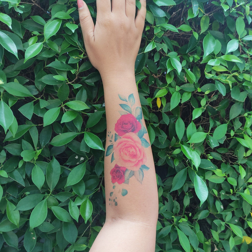 Colorful Watercolor Roses Tattoo