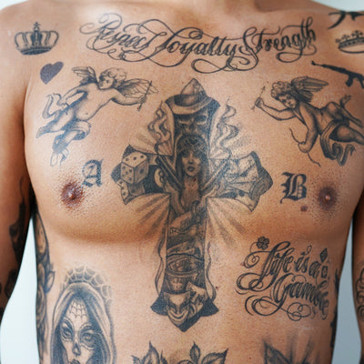 'Gangsta Life' Cross Tattoo