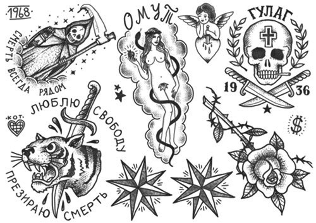 Russian prison tattoos and their meaning (includes pictures) : r/history