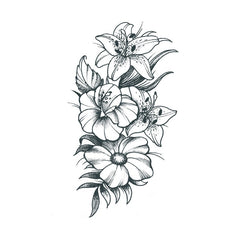 Black and Grey Lily on Shoulder Tattoo Idea