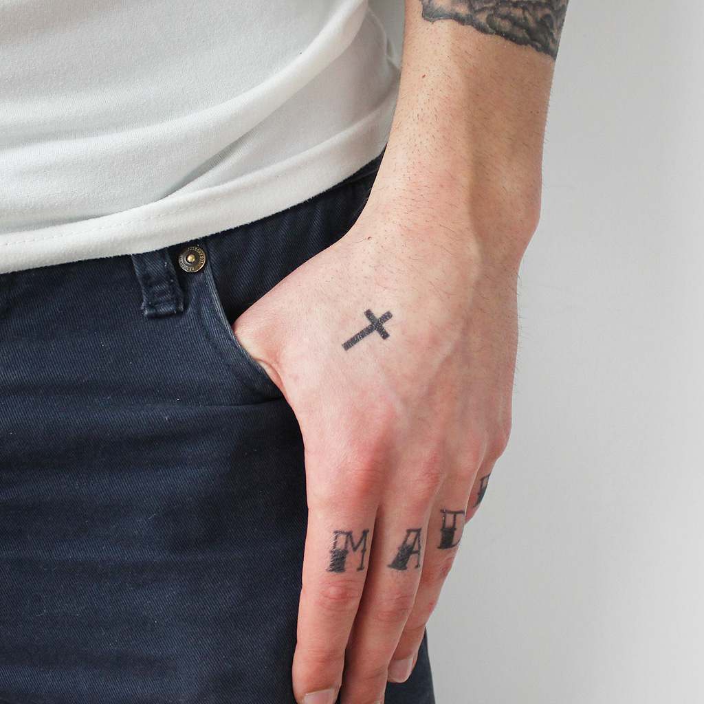 small cross temporary tattoo