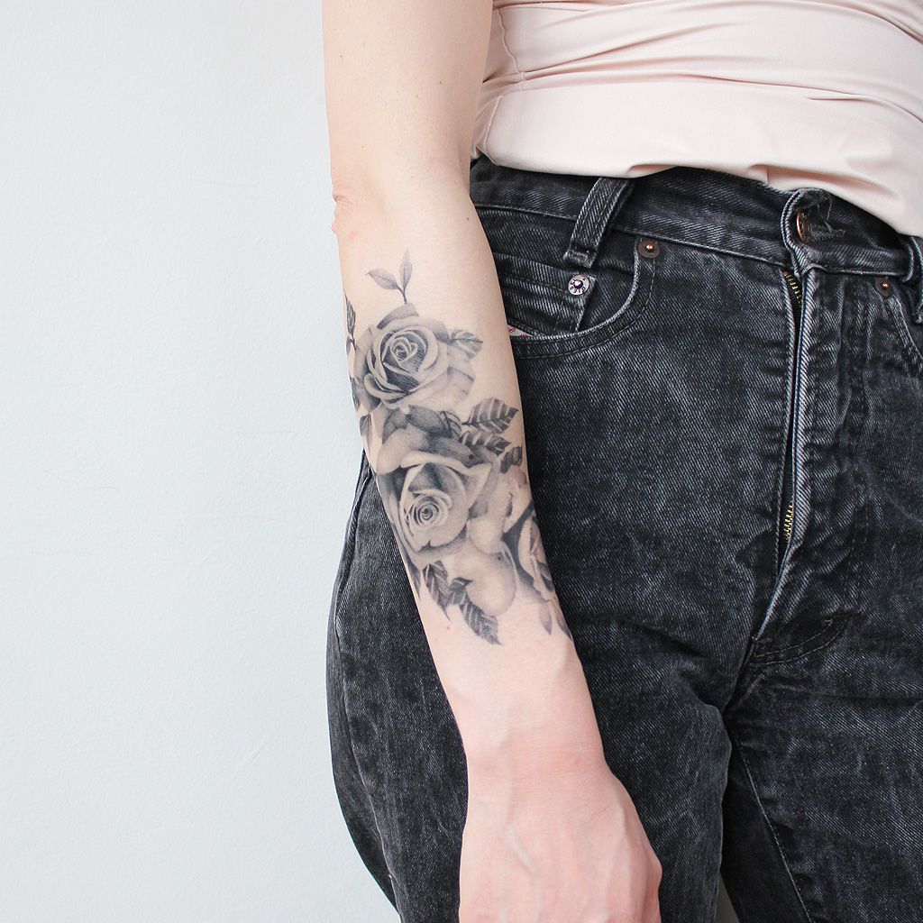 roses bouquet temporary tattoo