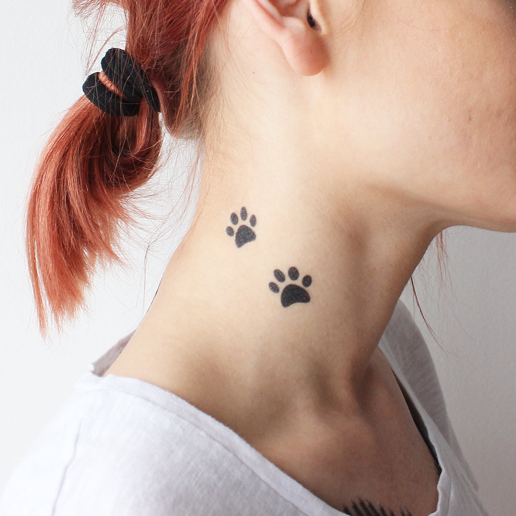 Cat & Kitten Paws Tattoo Set