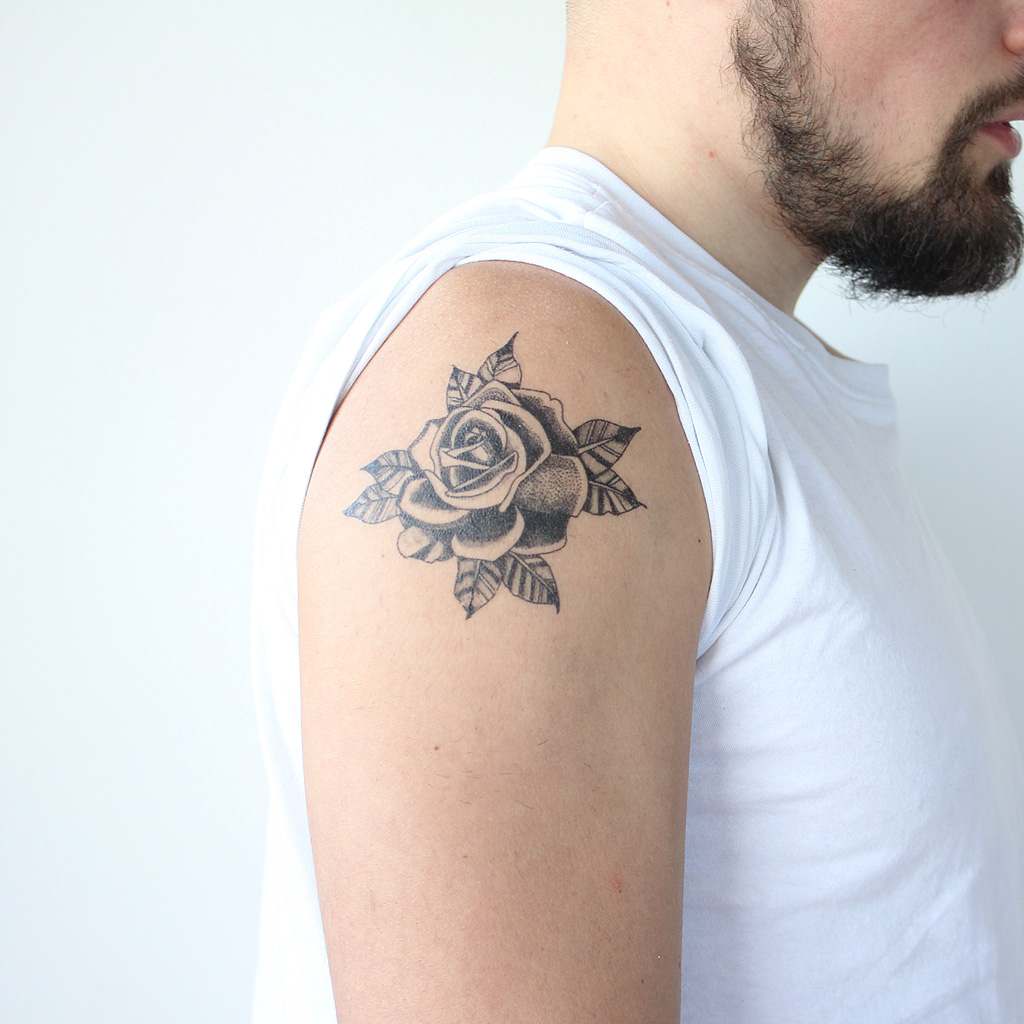 dotwork rose temporary tattoo