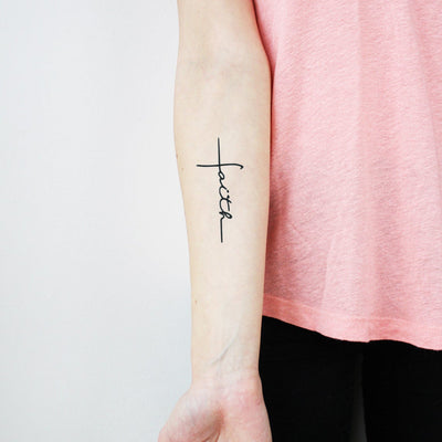 Faith Cross Semi-Permanent Tattoo