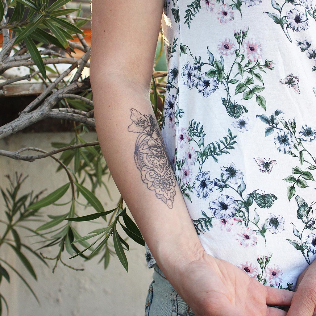 Flower Mandala Ornament Temporary Tattoo – TattooIcon