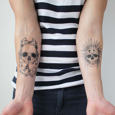 two skull temporary tattoos