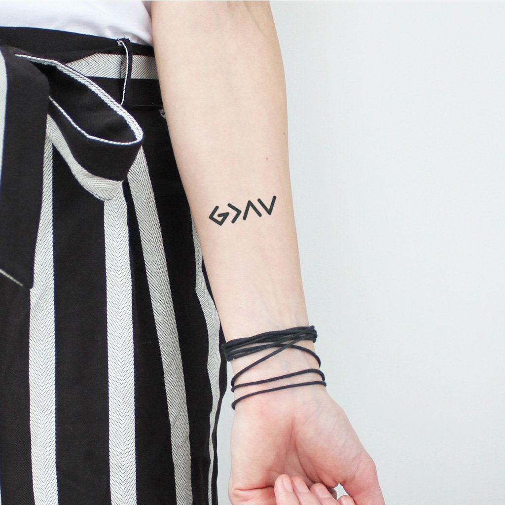 Realistic God is Greater Than My Highs and Lows Temporary Tattoo