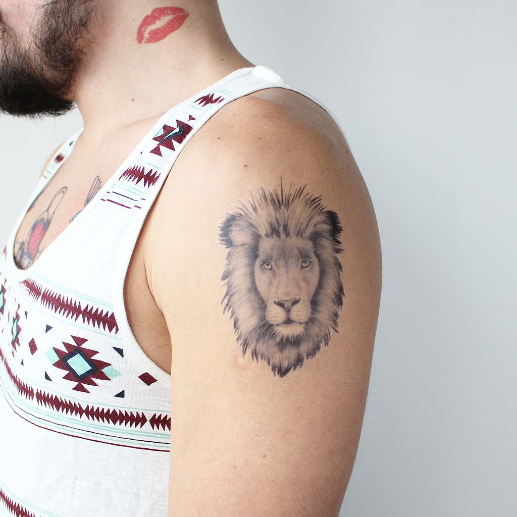 lion temporary tattoo