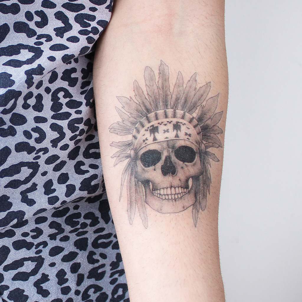 Indian Warrior Skull Temporary Tattoo – TattooIcon