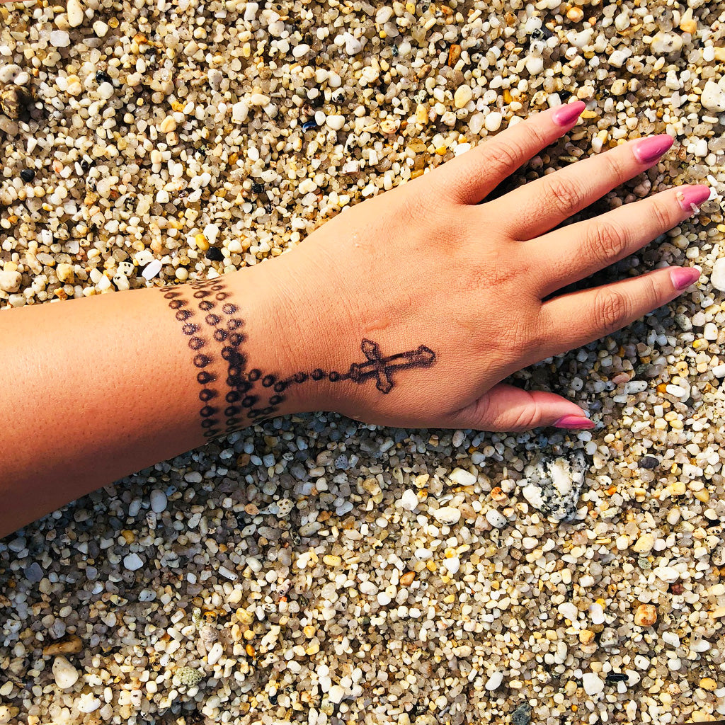 rosary temporary tattoo