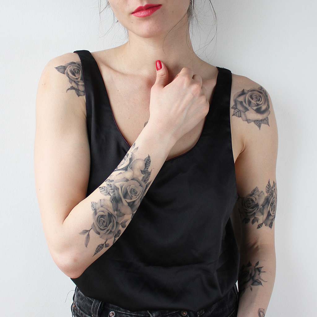 realistic roses temporary tattoos