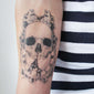 skull clock forearm temporary tattoo