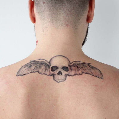 winged skull temporary tattoo